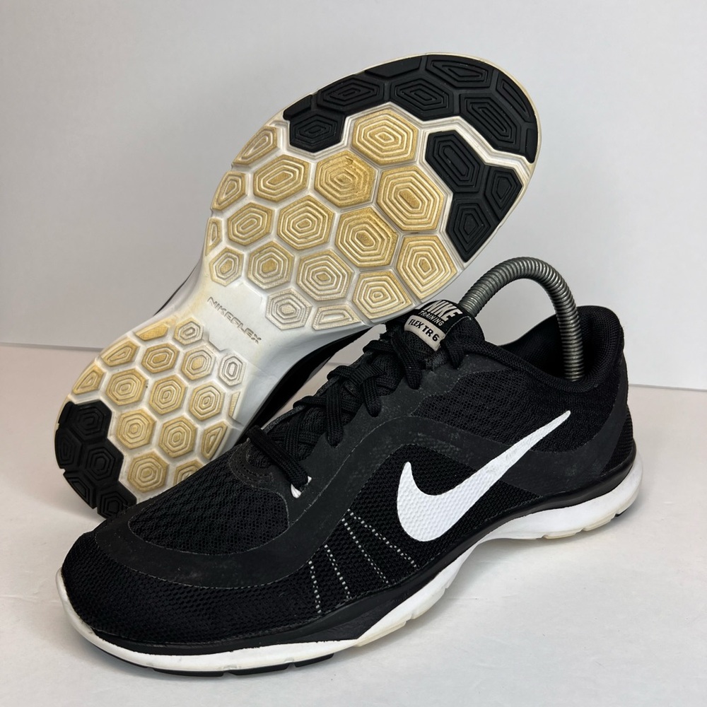 Nike Women's Flex TR 6 Blue Athletic Running Shoes Black/White Sz 7